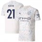 SILVA Manchester City 20/21 Third Jersey Man City White Stadium Football Shirt