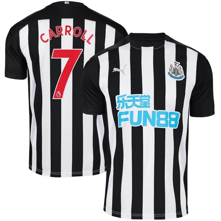 Carroll #7 Newcastle United Home Soccer Jersey 20/21 Men's Stadium Football Shirt
