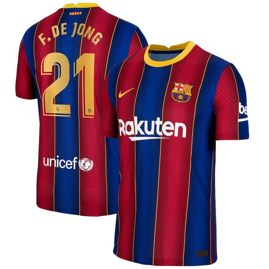 F.De Jong #21 Barcelona FC Home Soccer Jersey 20/21 La Liga Men's Soccer Stadium Football Shirt