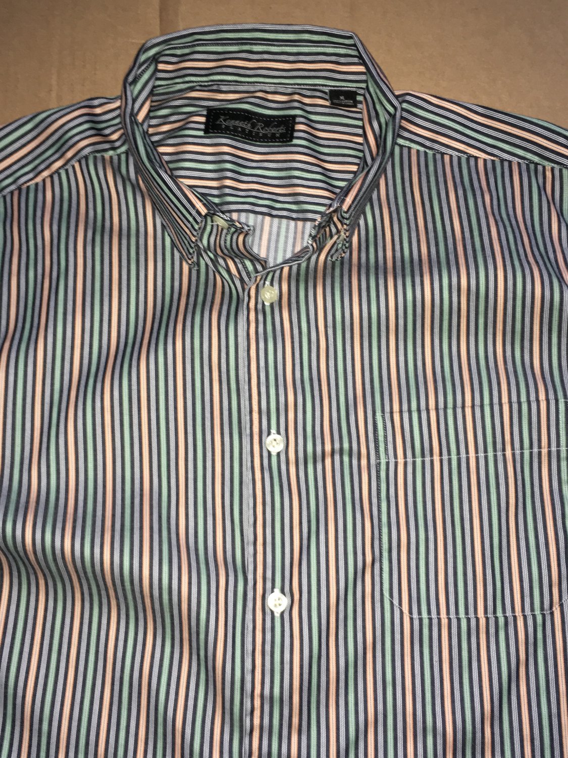 Kenneth Roberts Platinum Button Up Striped Long Sleeve Size XL