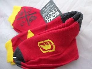 2 Pair Ecko Unlimited Men Crew Socks Large Red Yellow  Black Rhino 6 1/2-12