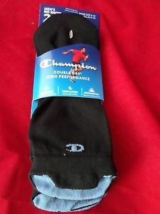 2 Pair Champion Low Profile Running Black Double Dry Socks Heel Guard 6-12