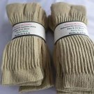 6 Pair of  Pocono Relaxed Fit Cotton Cushion Crew Socks 9-12 Made USA Khaki