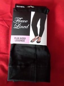 1 Pair Gold Medal Plus Size Womens Fleece Leggings Black 1XL/2XL