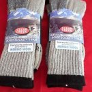 2 Pair Large Clear Creek 67% Merino Wool Heavy Hikers Sock 6-12 USA Black