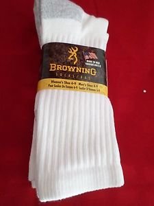 2 Pair Medium Browning Cotton Hiker Work Socks 9-11 Arch Support Made in USA