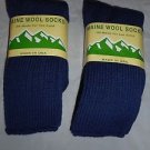 2 Pair Large Maine 95% Merino Wool Ragg Crew Sock 9-12 Made in USA Navy