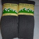 2 Pair Large Maine 95% Merino Wool Ragg Crew Sock 9-12 Made in USA Grey