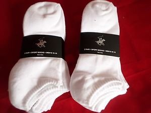 6 Pair Large Beverly Hills Polo Club Cushioned No Show Men Socks White 10-13