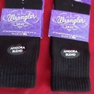 2 Pair Womens Medium Wrangler Angora Crew Boot Hiker Warm Sock 6-9 Black USA