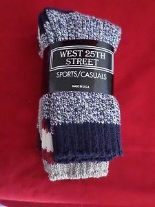 3 Pair Medium Womens West 25th Street Casual Cotton Ragg Sock 9-11 Made in USA