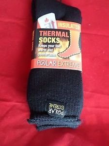 1 Pair Large Polar Extreme Insulated Thermal Socks Mens Made USA 10-13 Black