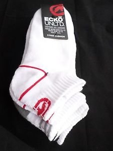 3 Pair Ecko Unlimited Men 1/4 Ankle Socks Large White  Rhino 6 1/2-12