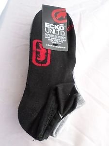 3 Pair Ecko Unlimited Men No Show Boat Socks Large Black Grey  Rhino 6 1/2-12