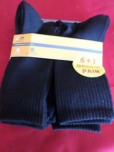 7 Pair Champion Performance Black Crew Socks Soft Stay Dry Zone Cushion 9-2 1/2