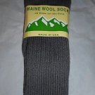1 Pair Large Maine 95% Merino Wool Ragg Crew Sock 9-12 Made in USA Grey