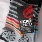 2 Pair Ecko Unlimited Men Crew Socks Large Black WhiteGrey Strip Rhino 6 1/2-12