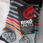 2 Pair Ecko Unlimited Men Crew Socks Large Black WhiteGrey Strip Rhino 6 1/2-12