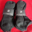 6 Pair Large Beverly Hills Polo Club Cushioned No Show Men Socks Black 10-13