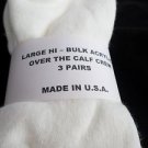 3 Pair of  Pocono Hi Bulk Acrylic Over the Calf Crew Socks 8-12 Made USA White