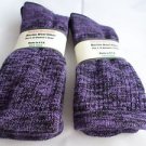 2 Pair Pocono 82% Merino Wool Hiker Women Socks USA Shoe 5-10 Black Purple
