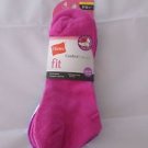 4 Pack Hanes Low Cut Comfort Collection Socks Pink Whit Blue Purple 8-12