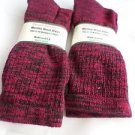 2 Pair Pocono 82%  Merino Wool Hiker Women Socks USA Shoe 5-10 Red Black