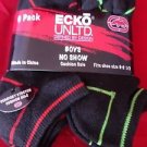 6 Pair Ecko Unlimited Boys No Show Boat Socks Soft  Durable Black Lines 9-2 1/2