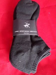 3 Pair Large Beverly Hills Polo Club Cushioned No Show Men Socks Black 10-13