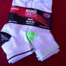 6 Pair Ecko Unlimited Mens Quarter Socks Soft and Durable White Heel Toe 6-12