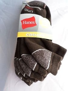 3 Pair Hanes Large No Show Casual Socks Cushion All Day Comfort  Brown 6-12