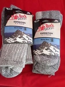 2 Pair Extra Large High Rock Merino Wool Expedition Socks 13-16  Made in USA