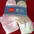 5 Pairs Value Pack Hanes Womens Turn Cuff Socks Pastel Great Quality! 5-9