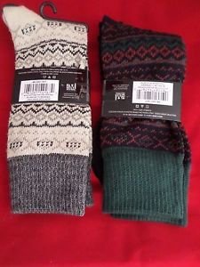 2 Pair Large Marc Ecko Cut & Sew Cotton Crew Socks 6-12