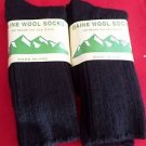 2 Pair Large Maine 95% Merino Wool Ragg Crew Sock 9-12 Made in USA Black