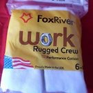 6 Pair Value Pack Fox River Cotton Cushion Crew Socks 9-12 Made USA White