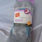 3 Pack Hanes No Show Comfort Collection Sport Socks Grey Pink Blue 5-9