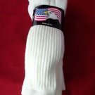 3 Pair of Hi Bulk Acrylic/Polyester Crew Socks Arch Support 8-12 Made USA White