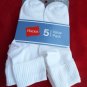 5 Pack Hanes Cuff Crew Value Pack Socks White Great Quality!! Medium 5-9