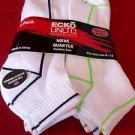 6 Pair Ecko Unlimited Mens Quarter Socks Soft and Durable White Line 6-12
