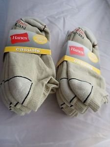 6 Pair Hanes Large No Show Casual Socks Cushion All Day Comfort  Khaki 6-12