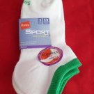 3 Pack Hanes Sport Breathable Low Cut Mesh Socks White/Green Great Quality 5-9
