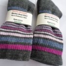 2 Pair Pocono 82%  Merino Wool Hiker Women Socks USA Shoe 5-10 Stripes