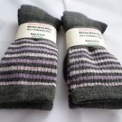 2 Pair Pocono 82%  Merino Wool Hiker Women Socks USA Shoe 5-10 Grey Strip
