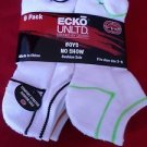 6 Pair Ecko Unlimited Boys No Show Boat Socks Soft and Durable White Stripe 3-9