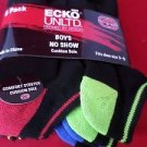 6 Pair Ecko Unlimited Boys No Show Boat Socks Soft and Durable Black Heel Toe 3-9