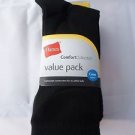 5 Pack Hanes Crew Comfort Collection Value Pack Socks Black Great Quality!! 8-12