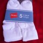 5 Pack Hanes Cuff Crew Value Pack Socks White Great Quality!! Large 8-12