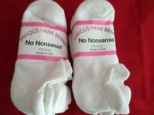 6 Pair Medium No Nonsense Low Profile Low Cut Heel Guard Sock White 9-11 USA