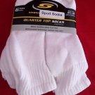 6 Pair  Large JCP Cotton Quarter Sport Socks Control Odor 6 1/2-12 Made in USA